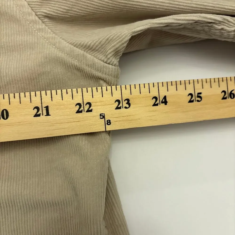 J.Crew Classic Men's Large Beige Corduroy Button Down Shirt Double Pocket